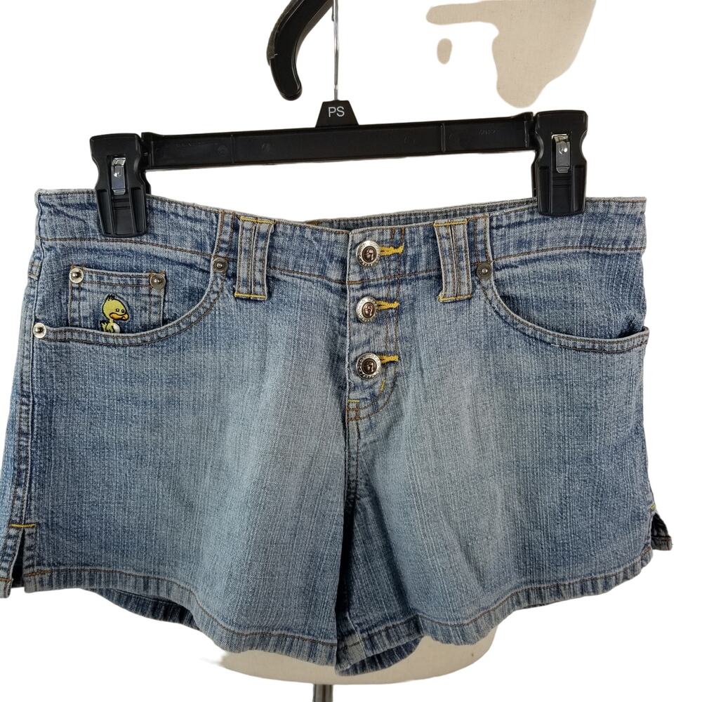 Duck Head Vintage Denim Blue Jeans Shorty Mini Shorts Button Fly Ducks Size 5